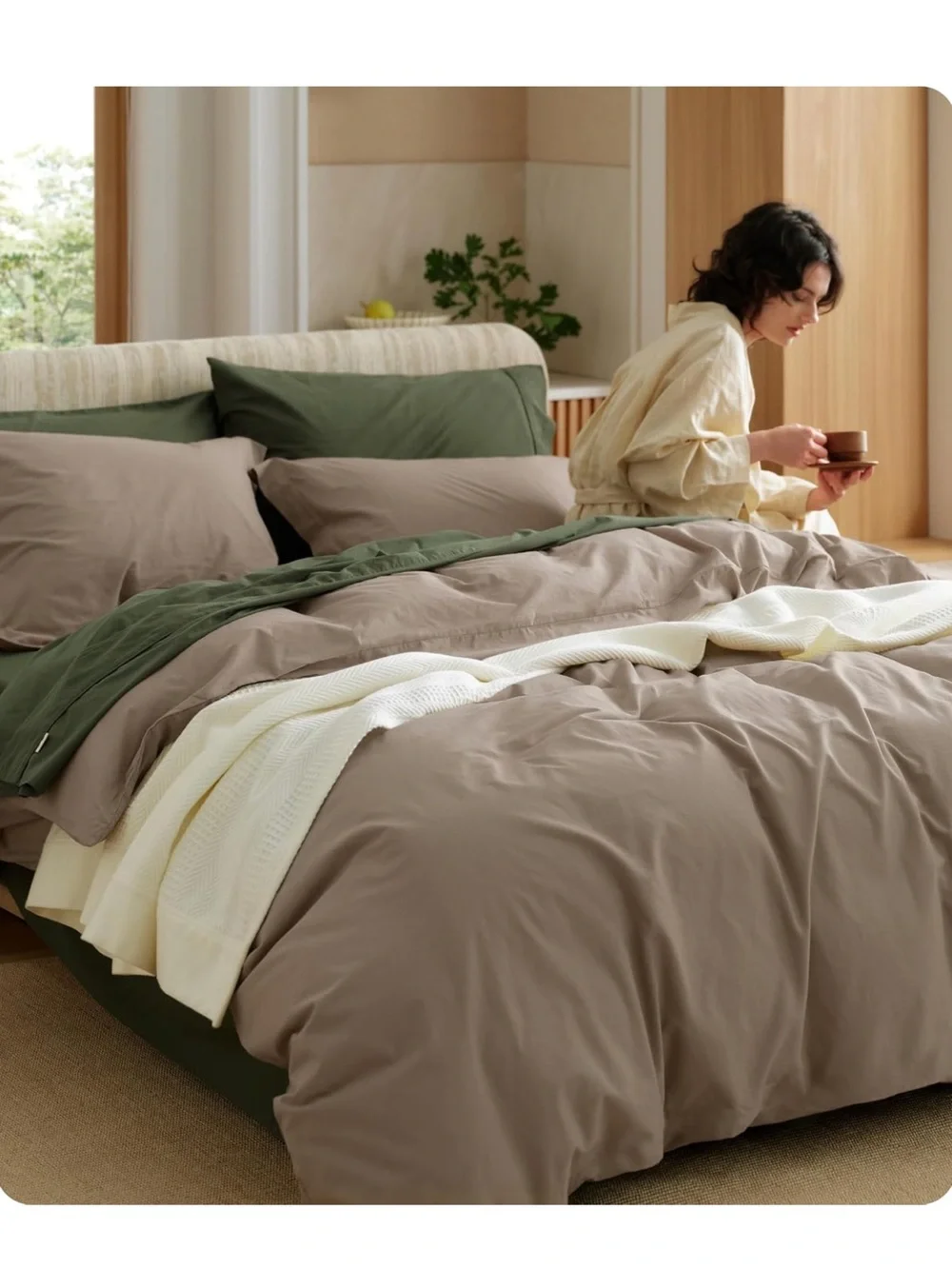 Bedsure PureWoven 100% Washed Cotton Duvet Cover Set, Queen Size
